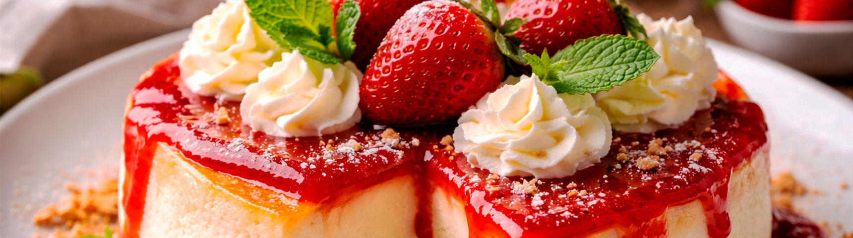 Cheesecake de fresa con crema